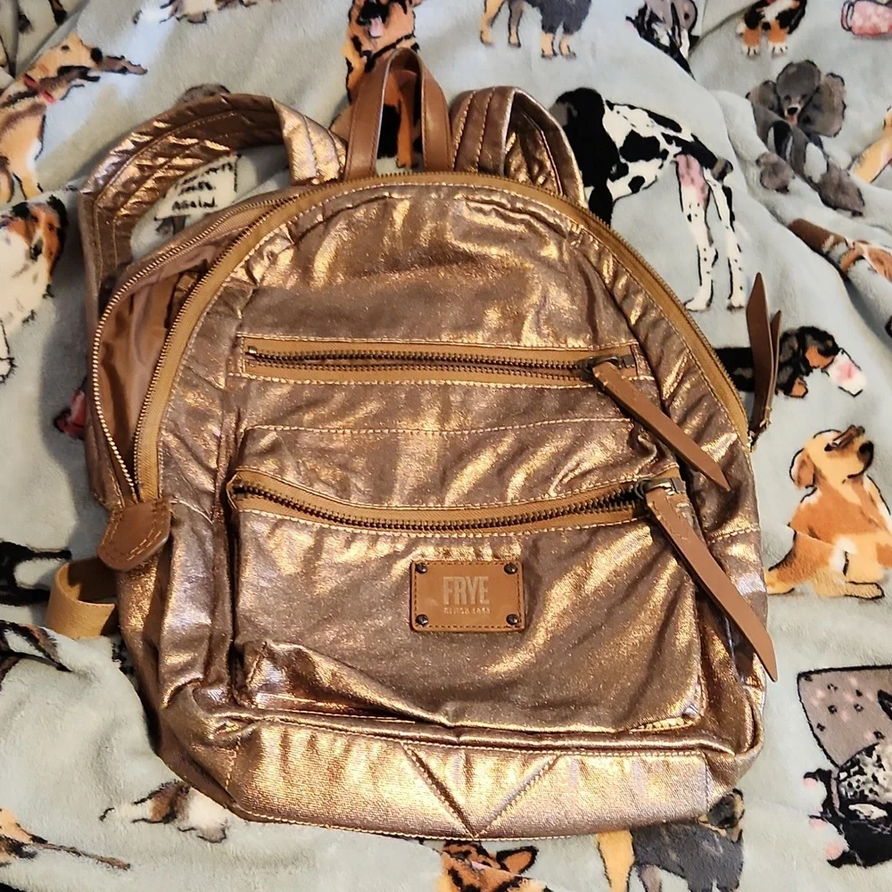 Frye Shimmering Gold Backpack